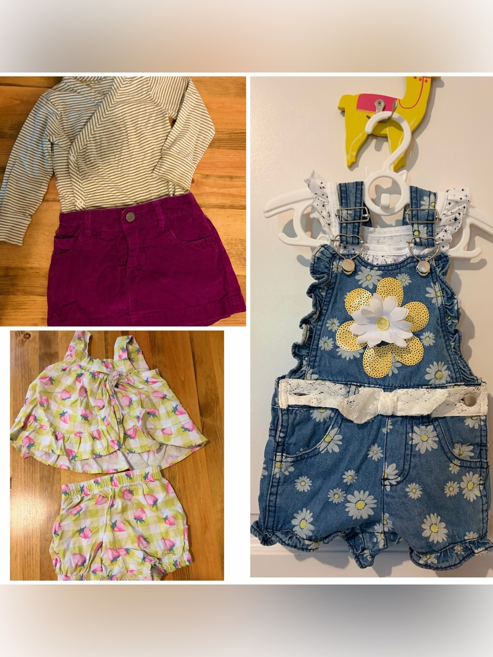 12-18 months Denim overalls, skirt and shorts